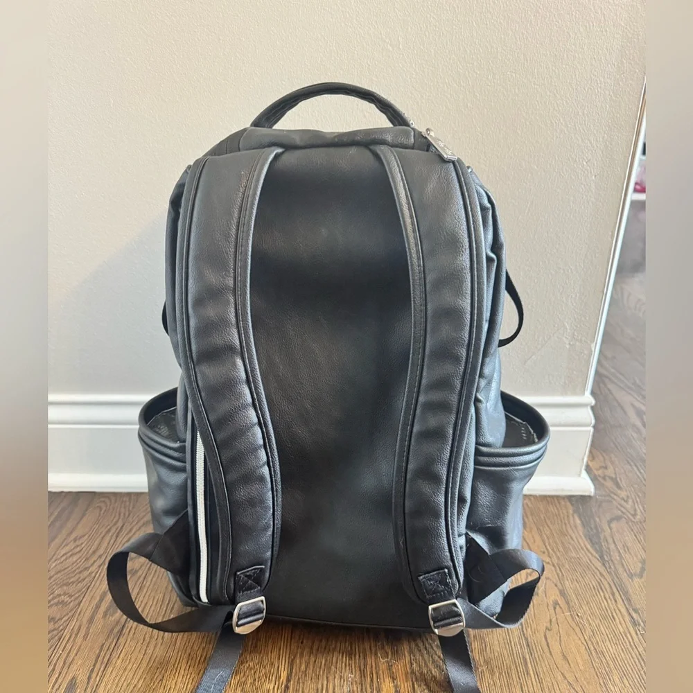 Itzy Ritzy black silver vegan leather boss plus baby travel diaper bag